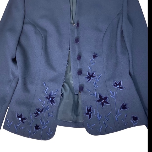 Vintage Adrianna Papell Navy Blazer & Skirt - Picture 12 of 14